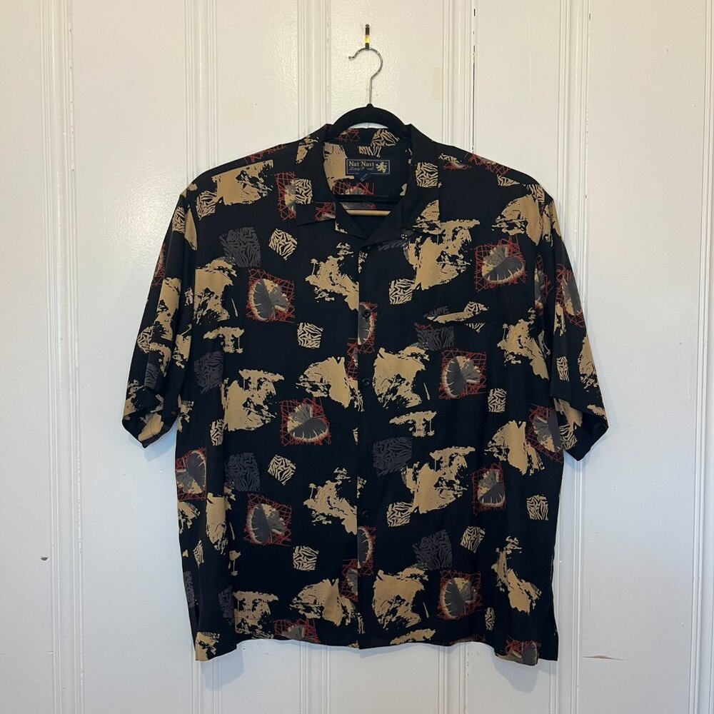 Nat Nast Black Silk XXL Mens Shirt